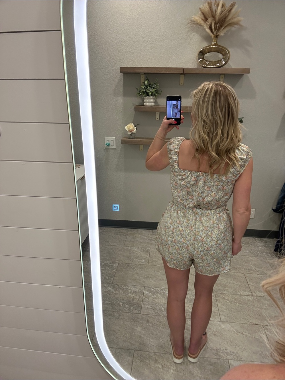 Altar'd State Pastel Floral Tie-Waist Romper - Picture 5 of 5